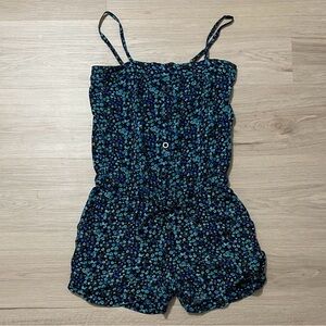 Forever 21 Black and Blue Patterned Romper